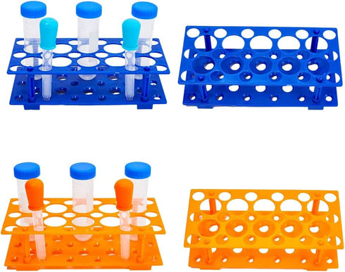 SUPERFINDINGS 4 Sets Plastic Test Tube Rack, Detachable Test Tube Display Stands, Blue and Orange