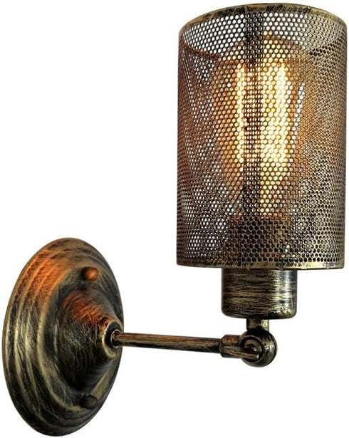 LWOMAN Industrial Wall Lamp Iron Metal Mesh Wall Mounted Lights Postmodern Wall Sconce Fixture for Hallway Porch Aisle