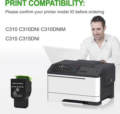 Remanufactured C310 C315 Toner Cartridge Replacement Ink, 1-Pack Black for Xerox C310 C315 Printers