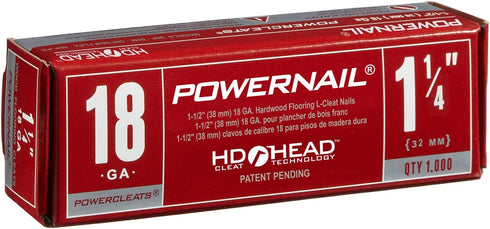 Powernail L12518 18 Gauge 1-1/4 Inch Length Flooring L-Cleat Nails (1000ct Box)