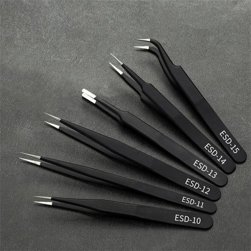 6PCS Precision Tweezers Set, Upgraded Anti-Static Stainless Steel Tweezers for Electronics, Soldering, Jewelry-Making