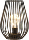 TRIROCKS Metal Cordless Table Lamp, 8'' Tall Cage Shape Battery Operated Lamp with Warm Fairy Lights (Black)