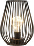 TRIROCKS Metal Cordless Table Lamp, 8'' Tall Cage Shape Battery Operated Lamp with Warm Fairy Lights (Black)