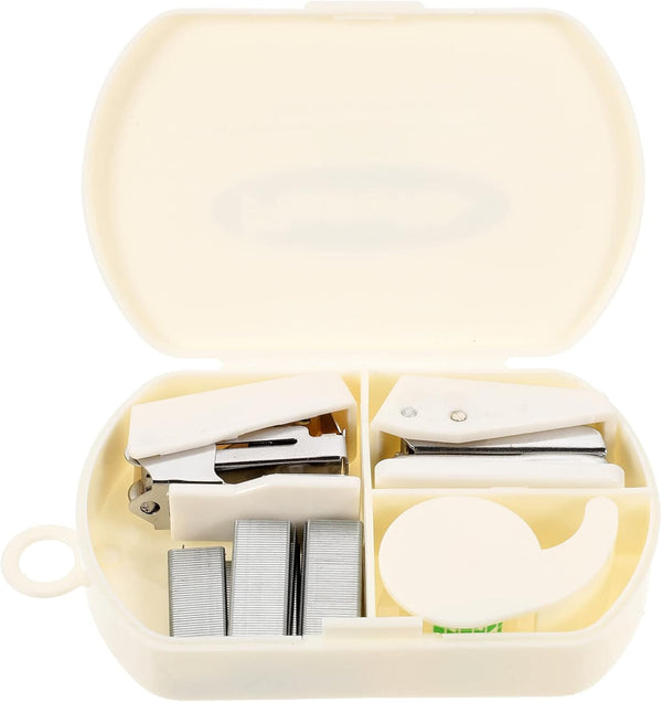 Staplers for Desk Mini Stapler Set, 3 in 1 Desktop Accessory Kits, Hole Punch, Tape Dispenser for Office Home
