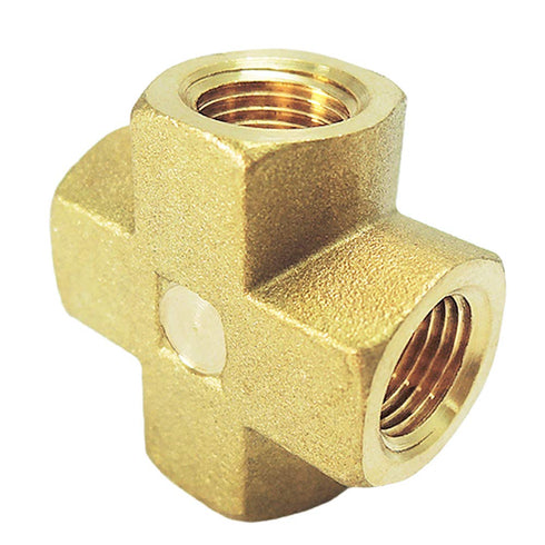 Nigo Industrial Co. Forged Brass Pipe Fitting, 4-Way Tee, Female Pipe (1, 1/8" x 1/8" x 1/8" x 1/8" NPT)