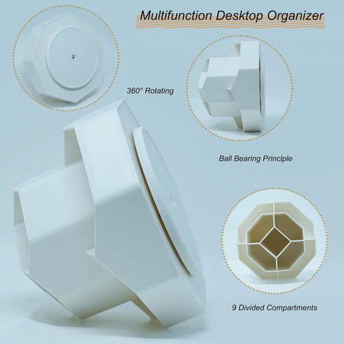 Upgrade 360 Degree Rotating Organizer Pencil Holder with 9 Slots, Multipurpose Desktop Storage Solution