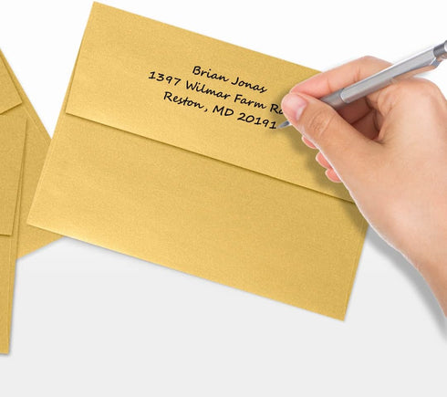 LUXPaper Gold Metallic A7 Invitation Envelopes | Peel & Press | 5 1/4" x 7 1/4" | 80lb Text | 50 Qty