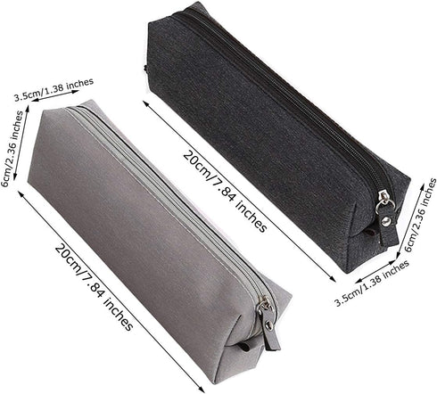 Enyuwlcm Stylish Simple Waterproof Pencil Bag, Small Square Fabric Pencil Case Black and Gray 2 Pack