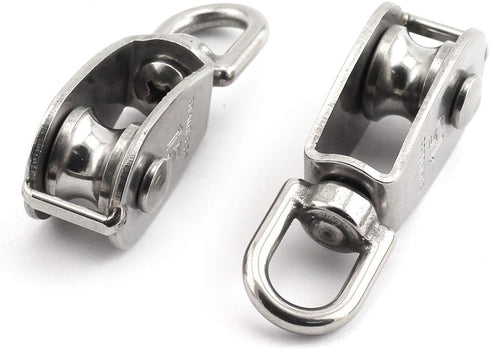 2-Pack M15 Single Pulley Block Stainless Steel Heavy Duty Hardware Swivel Rigging Lifting Wheel for 35kg