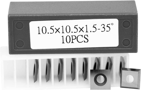 10.5mm Square Tungsten Carbide Replacement Cutter Inserts 10.5x10.5x1.5mm with Screws for Woodworking Fits Spiral