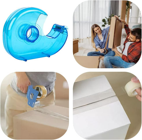 Small Tape Dispenser Desk Portable Adhesive Roll Holder Transparent on Refillable Hand Dispenser for Adhesive Tape Office Home(Random Color) by HUAZEXINX