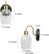 1-Light Durent Lighting Gold Glass Wall Sconce, Modern Black Bathroom Wall Lamp