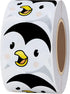 Hybsk Cute Penguin Happy Face Stickers, 1.5" Round, Total 500 Labels Per Roll, Animal Stickers