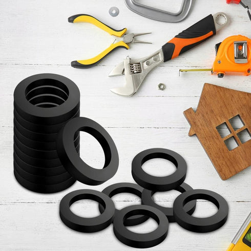 20 Pcs Oil Resistant Rubber Washers, 1 1/2" OD x 1" ID x 1/8" Thickness Black Neoprene Industrial Flat Spacer