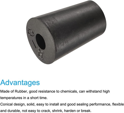 MECCANIXITY 5 Pieces Rubber Tapered Plug 13mm to 17mm with Hole Test Tubes Bungs Stopper Black for Lab Home