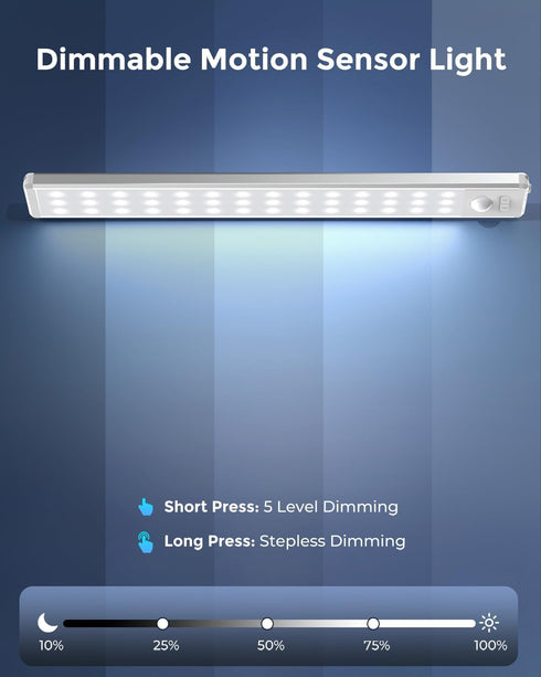 OTWKAY 10.5" 3 Closet Dimmable Counter 2 Pack Under Cabinet Lighting, Wireless Motion Sensor Light Indoor with Color