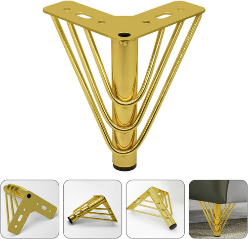 18cm Alipis Metal Furniture Legs Sofa Support Feet, Gold Metal Cabinet Legs for Coffee Table, Tv Stand, and Sofa