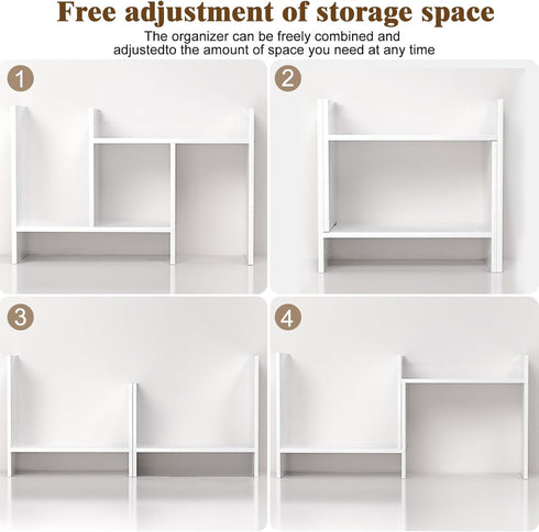 Desk Shelves Wood Desktop Orgnizer Shelf. Office Organization for Top of Desk Organizers and Accessories Bookshelf