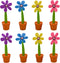 Maydahui 8PCS Flower Ballpoint Pens Set - Cute Creative Design with Plant Pot Stand for Student Party Gifts