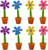 Maydahui 8PCS Flower Ballpoint Pens Set - Cute Creative Design with Plant Pot Stand for Student Party Gifts