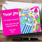 The Card Zoo Hot Pink Summer Swimming Pool Beach Personalized Party Thank You Cards