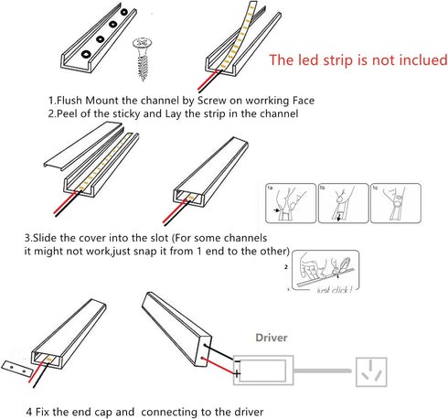 THMOOTHER 5-Pack 3.28FT (5) Matte White Pre-Drilled Clip Free LED Strip U Channel Diffuser, Tight and Flush Mounted