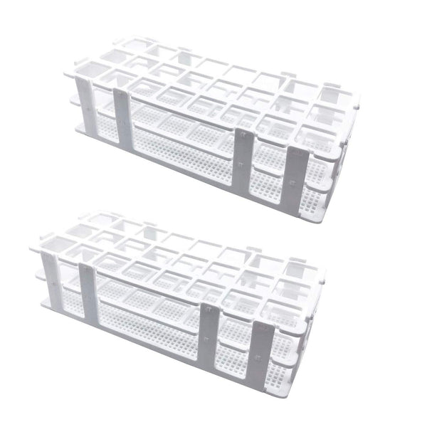 Plastic Test Tube Rack - 2 Pack 24 Holes Holder for 25mm and Below Test Tubes, Detachable, White