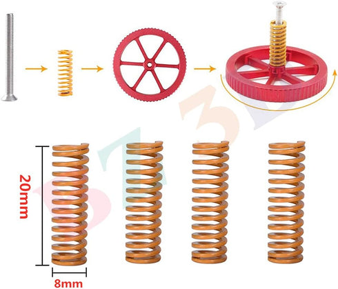 Ender 3 Springs Upgrade Kit, Metal Bed Leveling Nuts + Hot Bed Springs for Ender 3/Pro/V2/Ender 5/Neo/S1/CR-10