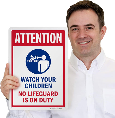 SmartSign 14 x 10 inch “Attention - Watch Your Children” Metal Sign, Rustproof Aluminum, Made in USA
