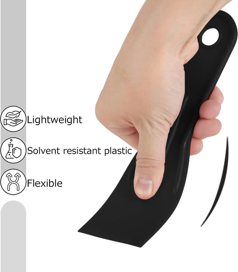 Bates Plastic Putty Knife Set, 6 Pack, Black & Yellow Plastic Scraper Tool for Painting and Spackling