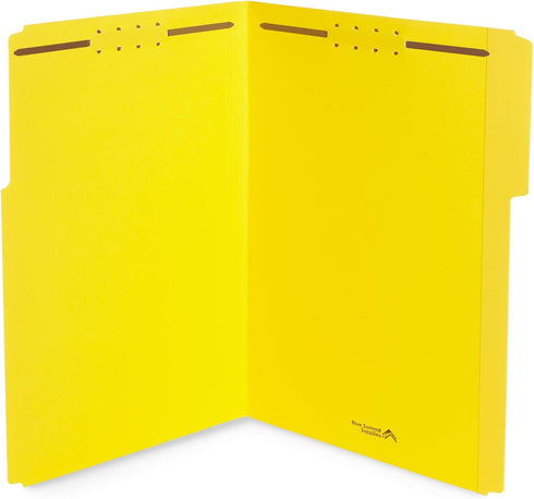Blue Summit Supplies Yellow File Folders with Prongs, Legal Size, 1/3 Cut Reinforced Tabs, Durable 2 Prongs for