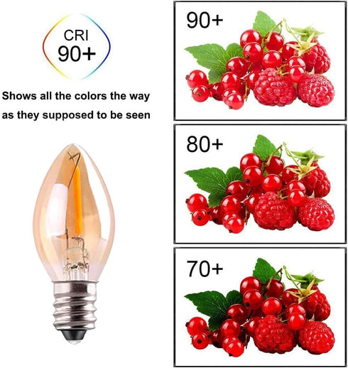 C7 LED Night Light Bulb, E12 Candle Base, 0.5 Watts LED Filament, 4W 5W Equivalent, Pack of 2