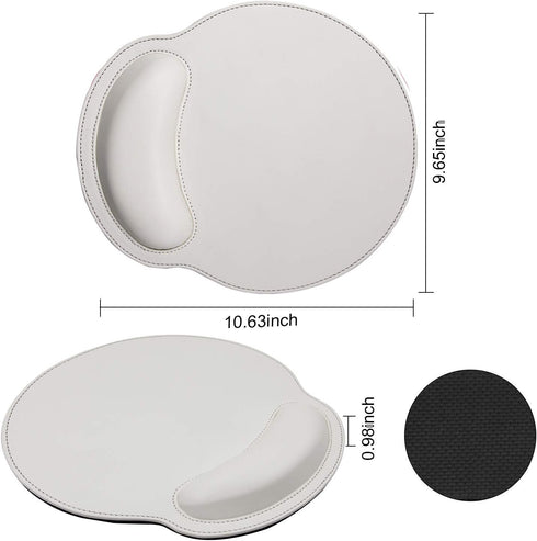 RICHEN White Ergonomic PU Leather Keyboard Wrist Rest and Mouse Pad Set, Comfortable Memory Foam for Office and Gaming