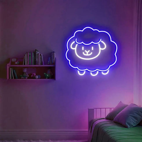 Cute Sheep Neon Sign, Kawaii Sheep LED Light, Nursery Wall Decor, Animal Neon Light for Kids Room, Baby Gift, Office