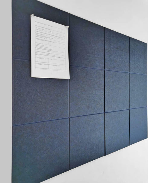 Large Office Cork Board Alternative - 47"x35", 12 Pack Felt Wall Tiles with Safe Removable Adhesive, Dark Blue