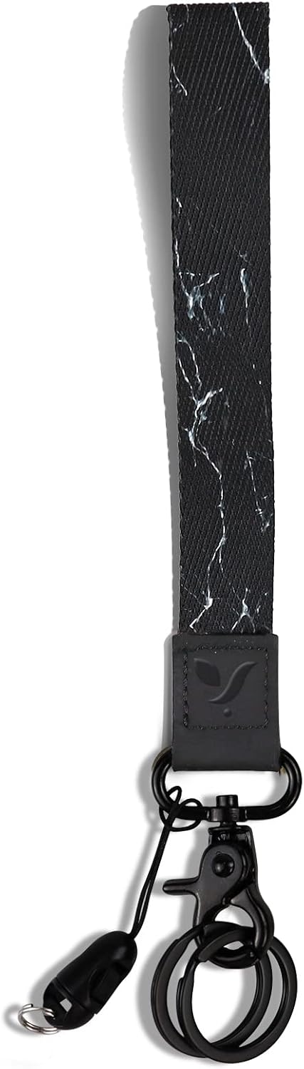 Yiflin Cute Wrist Lanyard for Keys, Keychain, Wallet, ID Holder, Cell Phone, Black & Marble Wristlet Key Chain Holder