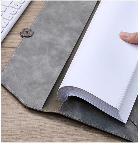 Folder Storage Bag, PU Leather File Set, Project File Bag with Sealing Button, Suitable for A4 Letter Size