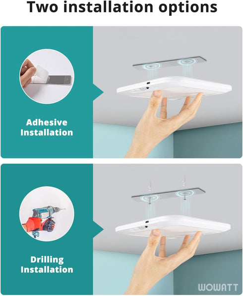 3000K 4500K 6500K Dimmable Closet, wowatt Rechargeable Battery Operated Ceiling Light, Motion Sensor Light Indoor