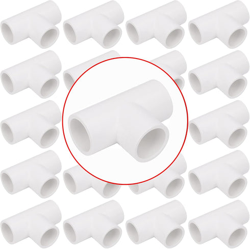 20 Pack 3 Way 1/2 Inch Tee PVC Fittings, 1/2inch SCH 40 Adapter for Water Supplies, DIY Garden Shelf
