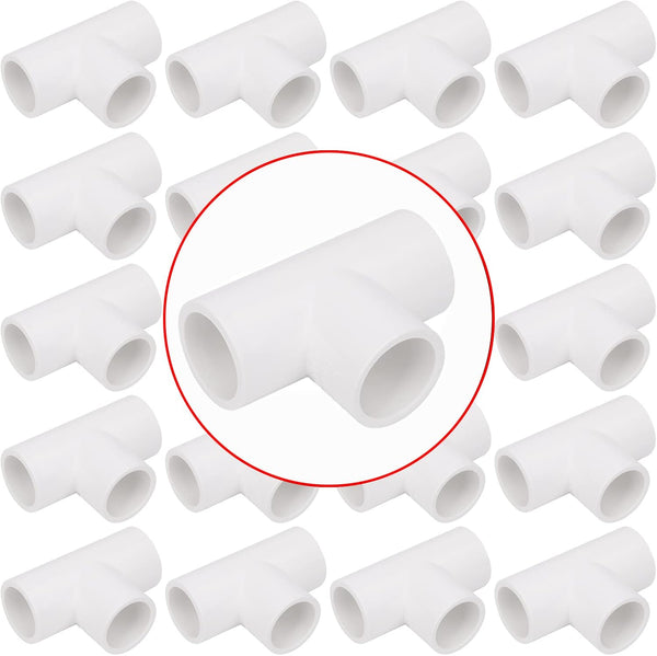 20 Pack 3 Way 1/2 Inch Tee PVC Fittings, 1/2inch SCH 40 Adapter for Water Supplies, DIY Garden Shelf