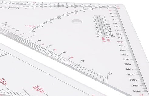 Klanata 405mm Set, (15.9in) Large Marine Navigation Triangle Ruler & Protractor Crystal Clear Acrylic Chart Plotting