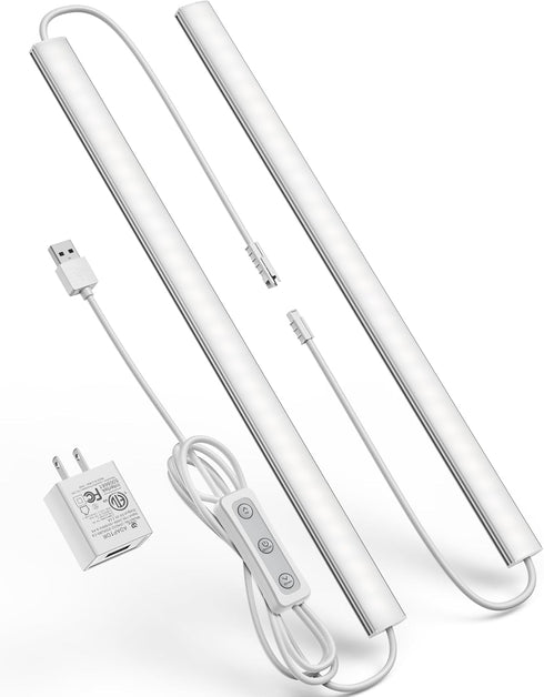 Plug-in Under Cabinet Lighting, Dimmable Counter Lights for Kitchen, 2pcs 12 Inch,