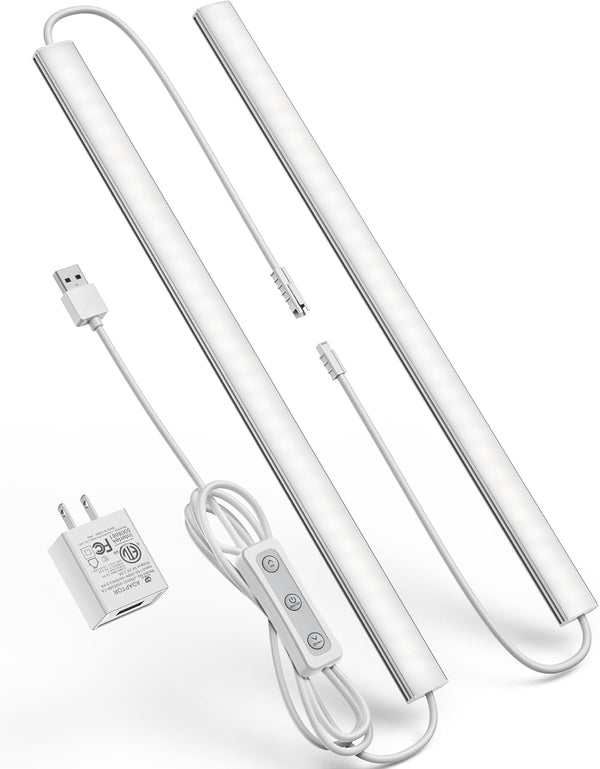 Plug-in Under Cabinet Lighting, Dimmable Counter Lights for Kitchen, 2pcs 12 Inch,