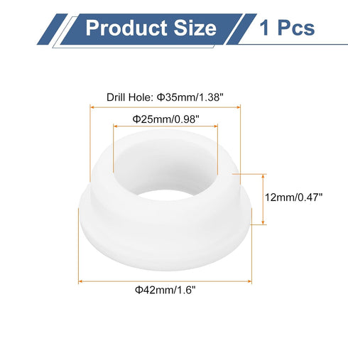 1Pcs Grommets 35mm 25mm Grommet uxcell Rubber Drill Hole, ID Hole Top Hat White Silicone Rubber Hole Plug Gasket