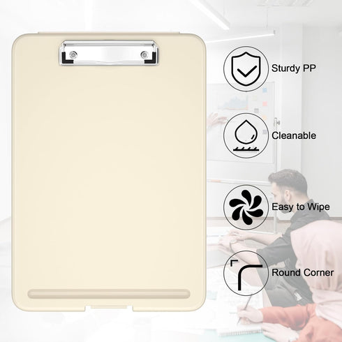 Hongri Clipboard with Storage, Heavy Duty Foldable Nursing Clipboards for Office School Supplies, Khaki Clip Board Case