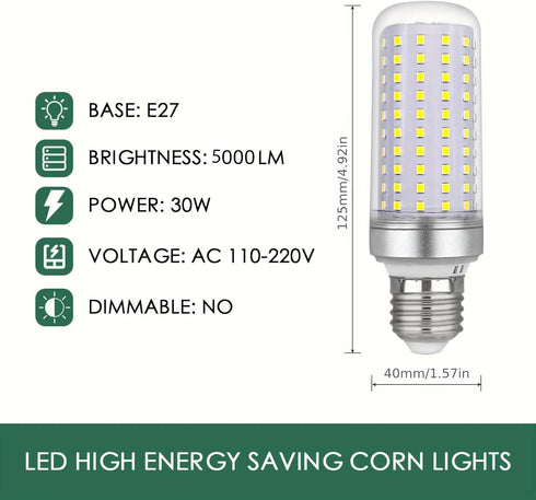 HJFF Bulb 300w Bulbs 5000 5000K 40W Bulb E26/E27 Led Light Equivalent led Lumen Cool Daylight White Waterproof led Corn