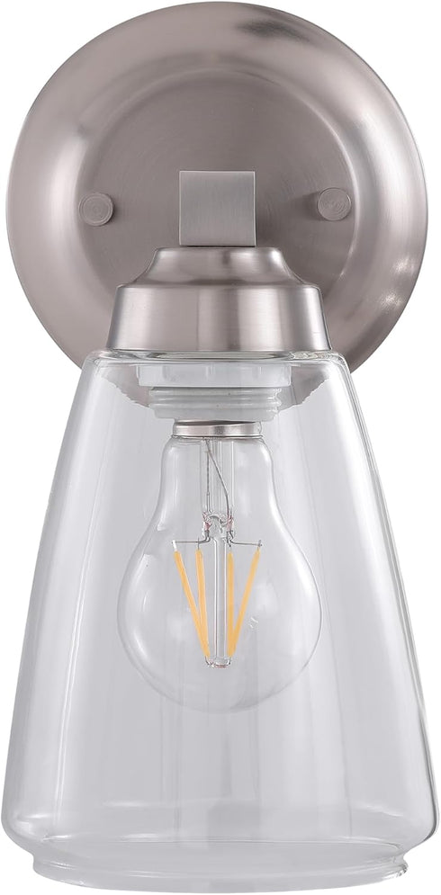 Aspen Creative 62732-09-1, 5" One-Light Metal Bathroom Vanity Wall Light Fixture, Wide, Transitional Design in Satin