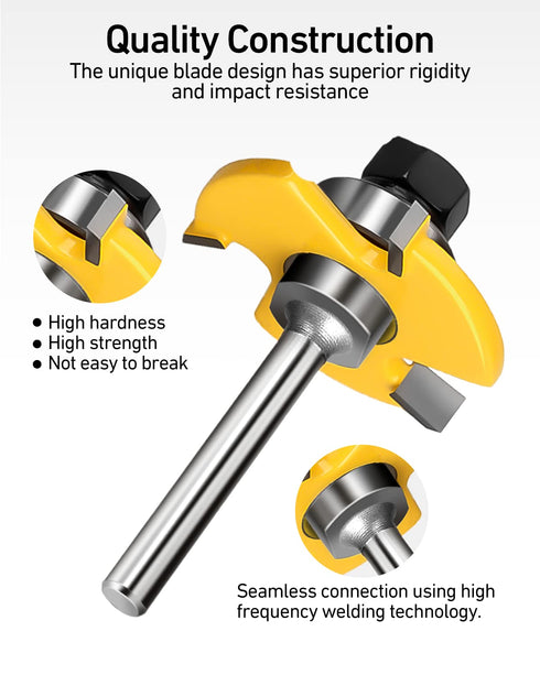 1/4-Inch Set 3 Pack Set, Shank Tongue and Groove Router Bits & Reversible Finger Joint Router Bit, Router Bit