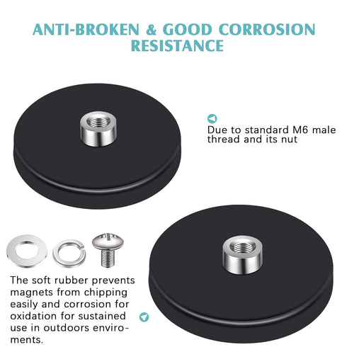 8 30 Lbs M4 1.69 Inches Flutesan Pcs Rubber Coated Magnets Anti Scratch Mounting Magnets Neodymium Magnetic Base