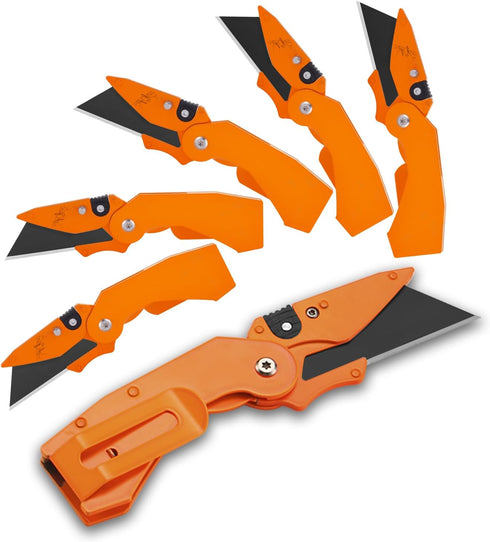 Lichamp 6-Pack Folding Utility Knife, Quick-Change Box Cutter with Razor Blades &